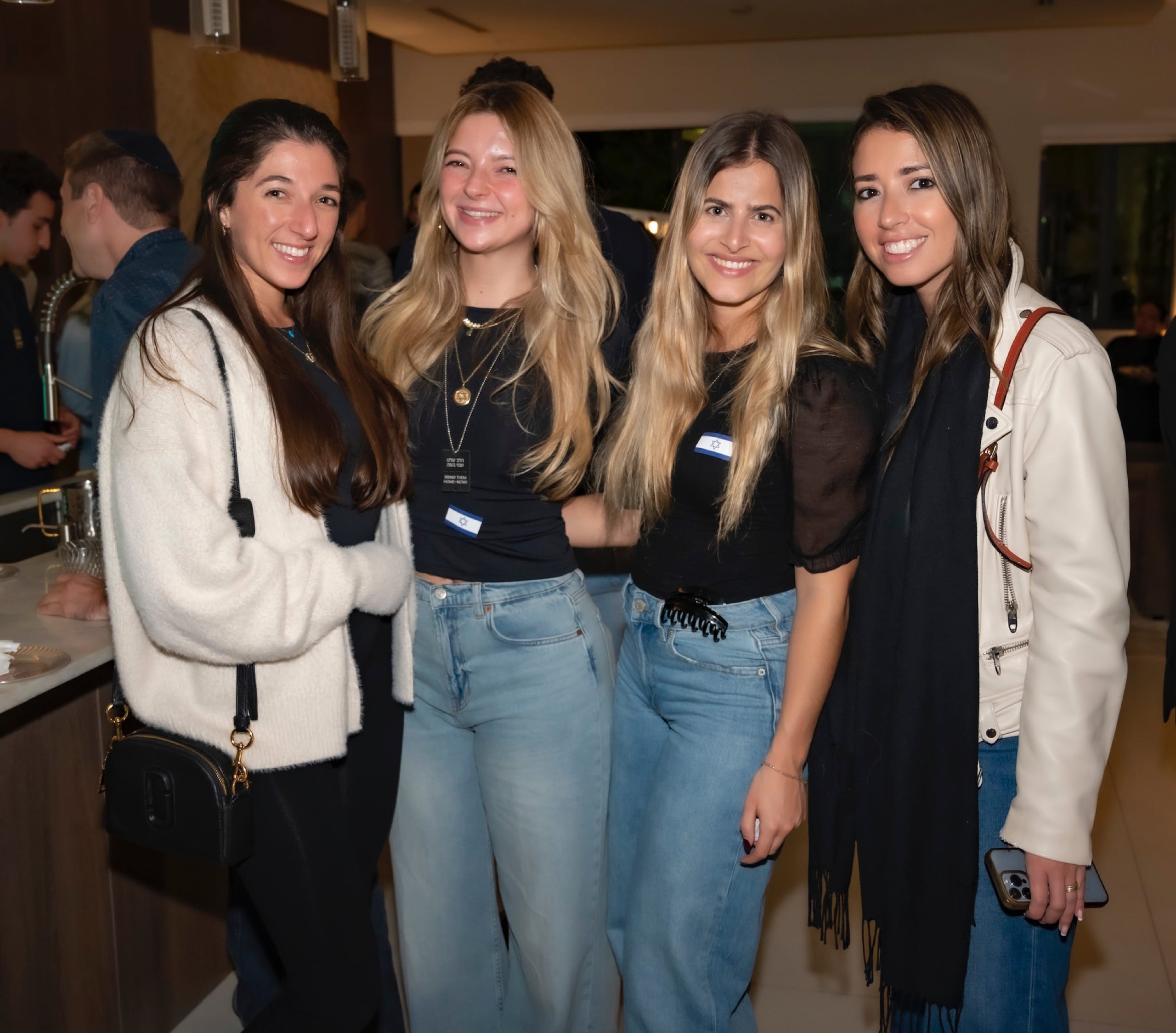 Friends at an event, name tags on